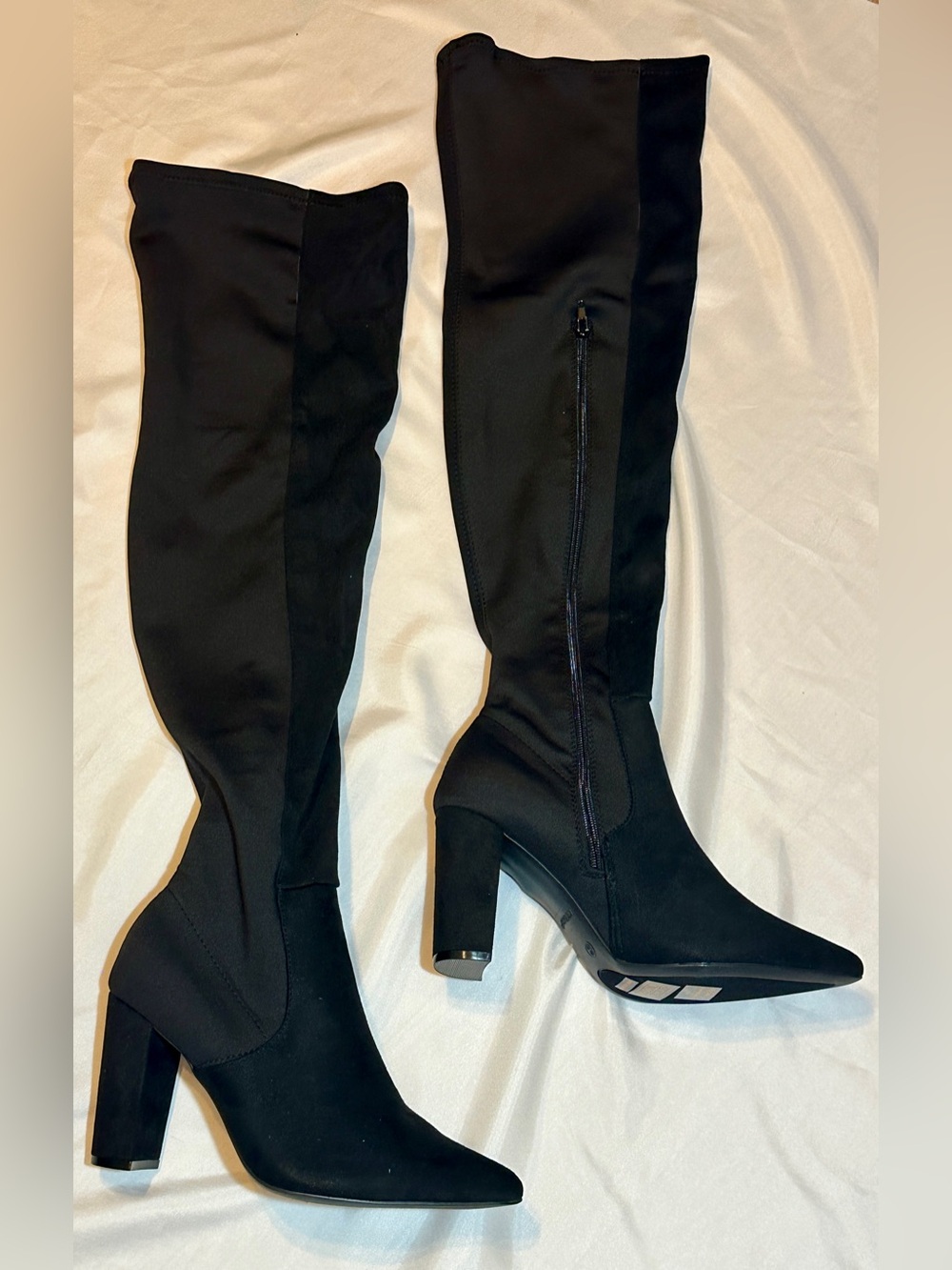 BAMBOO Black Suede Knee-High Pointed Toe Boots